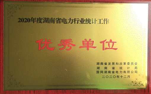 完美平台-完美（中国）一站式服务平台集团股份有限公司株洲航电分公司荣获“2020年度湖南省电力行业统计优秀单位”称号